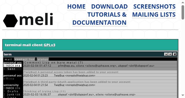 Screenshot of meli-email.org
