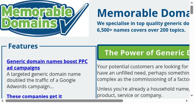 Screenshot of memorabledomains.co.uk