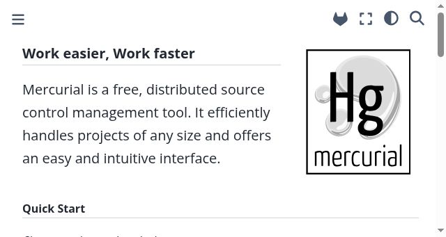 Screenshot of mercurial-scm.org