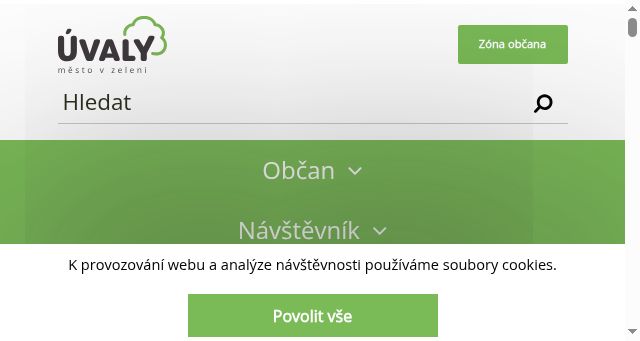 Screenshot of mestouvaly.cz