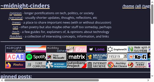 Screenshot of midnight-cinders.com