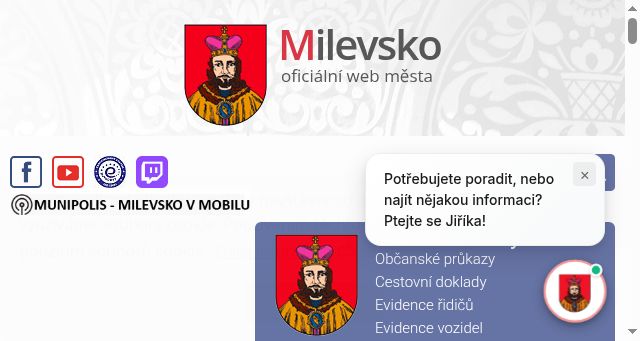 Screenshot of milevsko-mesto.cz