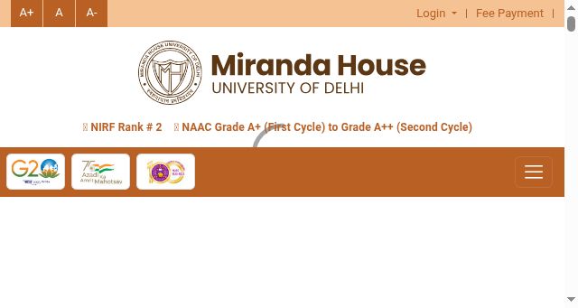 Screenshot of mirandahouse.ac.in