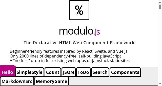 Screenshot of modulojs.org