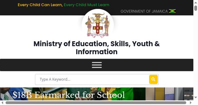 Screenshot of moey.gov.jm