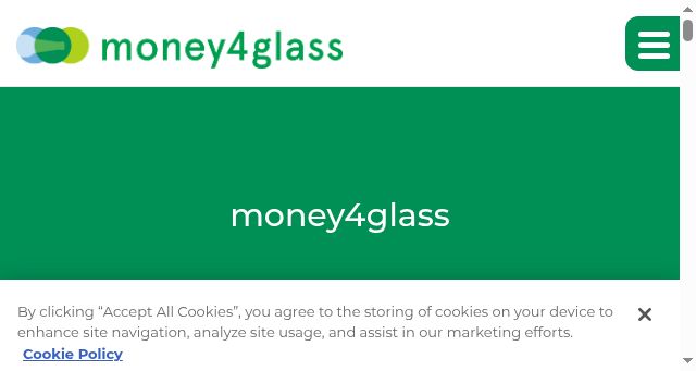 Screenshot of money4glass.co.za