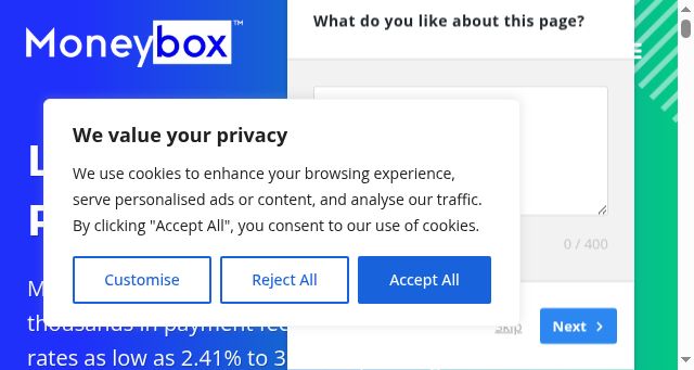 Screenshot of moneybox.com