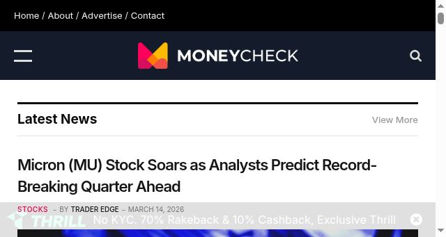 Screenshot of moneycheck.com