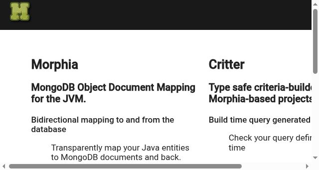 Screenshot of morphia.dev