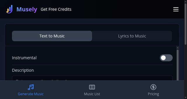 Screenshot of musely.io