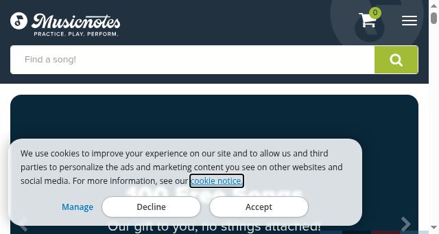 Screenshot of musicnotes.com