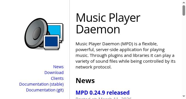 Screenshot of musicpd.org