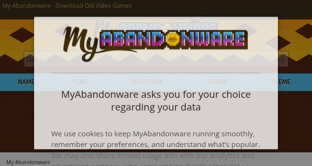 Screenshot of myabandonware.com