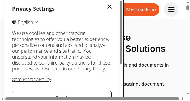 Screenshot of mycase.com