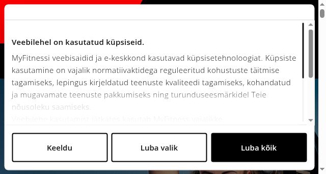 Screenshot of myfitness.ee
