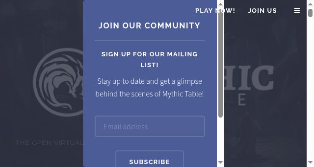 Screenshot of mythictable.com