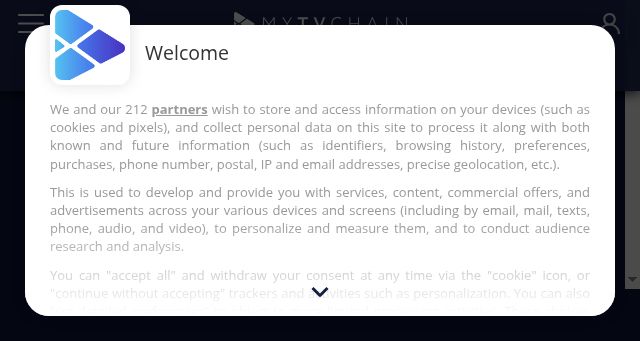 Screenshot of mytvchain.com