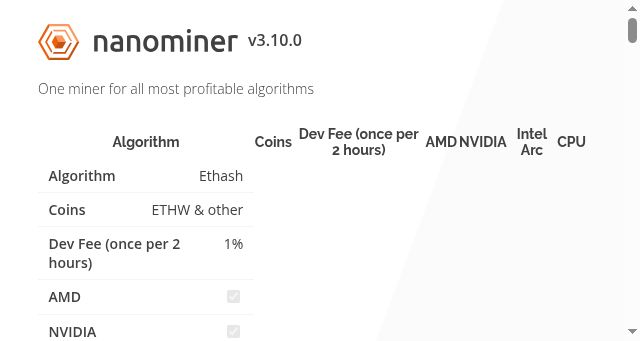 Screenshot of nanominer.org