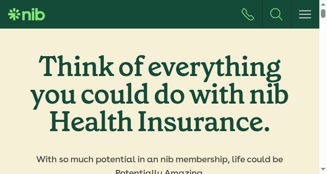 Screenshot of nib.com.au
