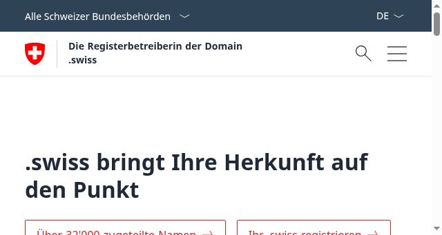 Screenshot of nic.swiss