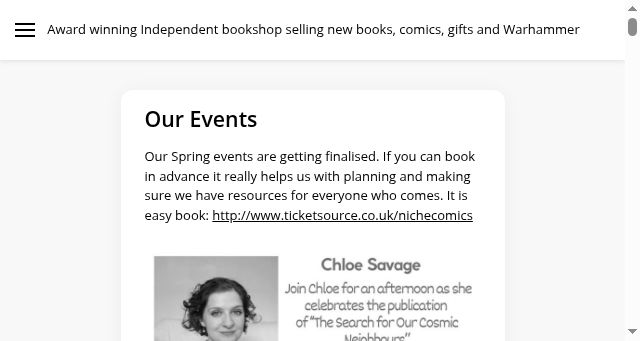 Screenshot of nichecomicsbooks.co.uk