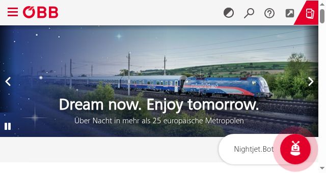 Screenshot of nightjet.com