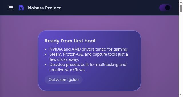 Screenshot of nobaraproject.org