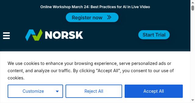 Screenshot of norsk.video