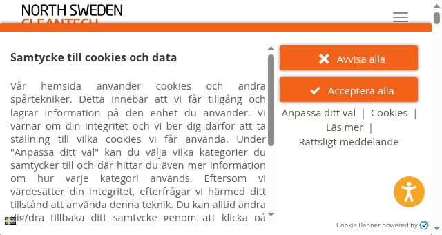 Screenshot of northswedencleantech.se
