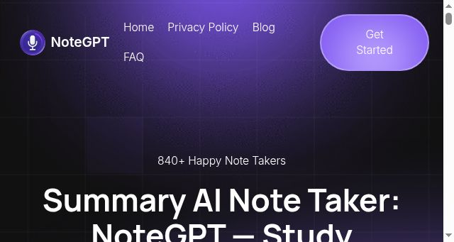 Screenshot of notegpt.com