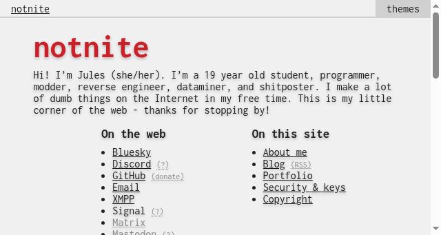 Screenshot of notnite.com