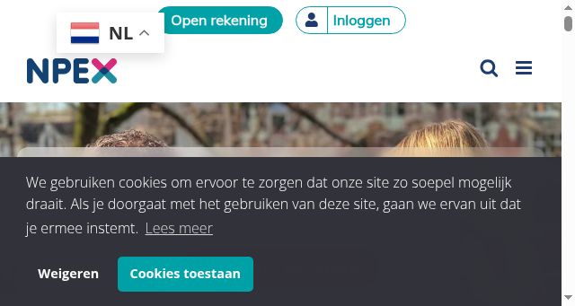 Screenshot of npex.nl