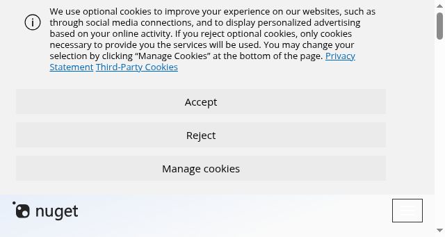 Screenshot of nuget.org