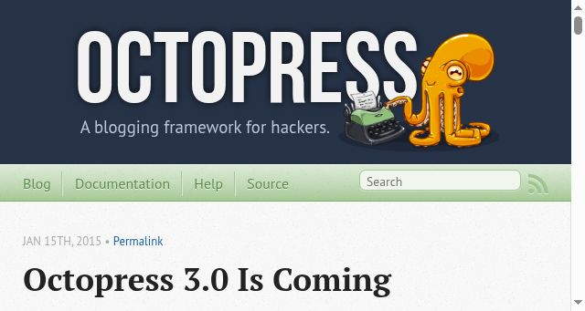 Screenshot of octopress.org