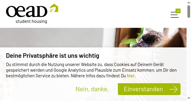 Screenshot of oeadstudenthousing.at