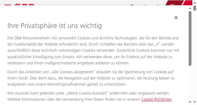 Screenshot of oebb.at