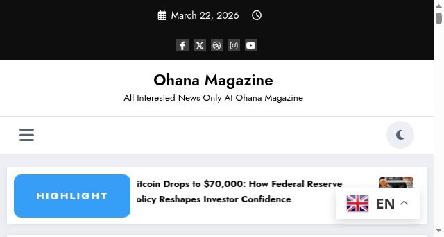 Screenshot of ohanamagazine.com