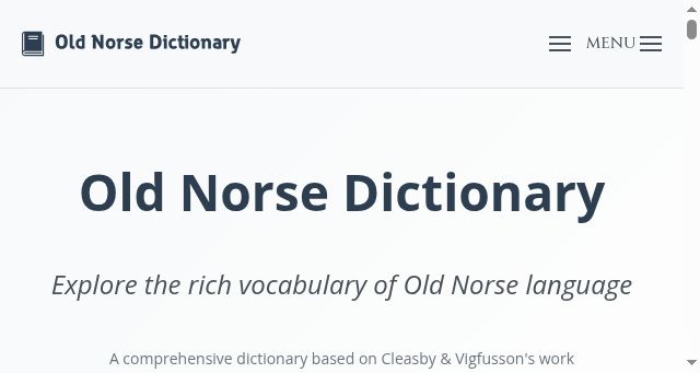 Screenshot of oldnorsedictionary.com