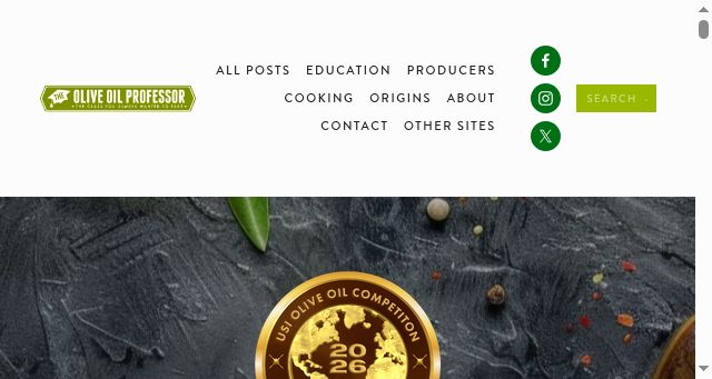 Screenshot of oliveoilprofessor.com