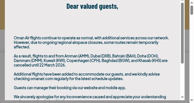 Screenshot of omanair.com