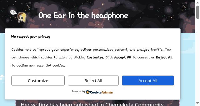 Screenshot of oneearintheheadphone.world
