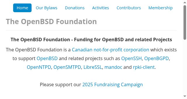 Screenshot of openbsdfoundation.org
