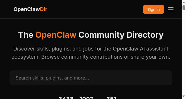 Screenshot of openclawdir.com