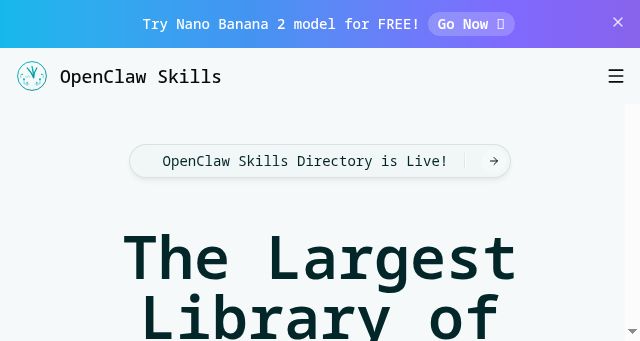 Screenshot of openclawskills.io