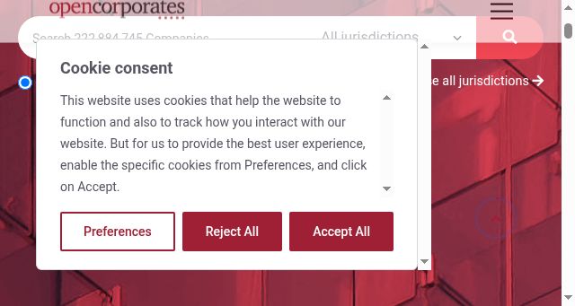 Screenshot of opencorporates.com