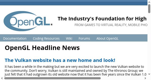 Screenshot of opengl.org