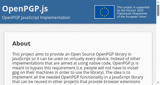 Screenshot of openpgpjs.org