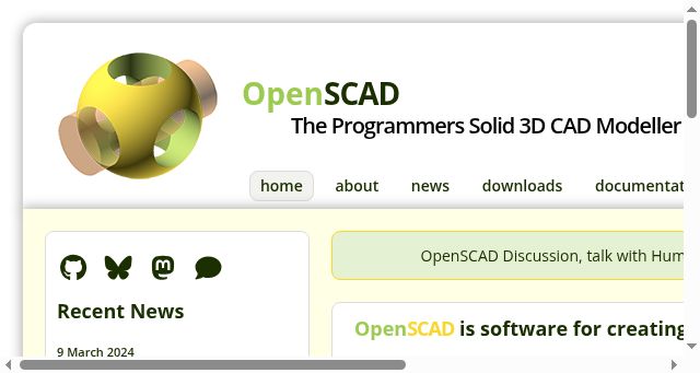 Screenshot of openscad.org