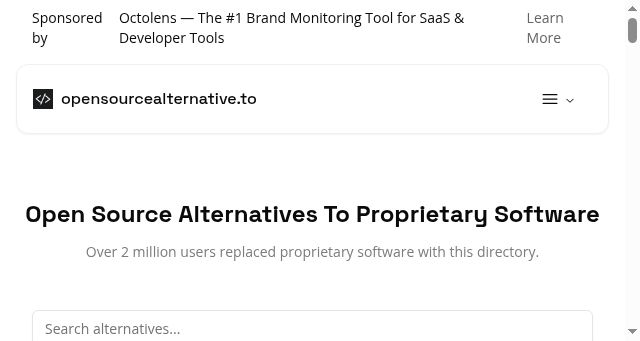 Screenshot of opensourcealternative.to