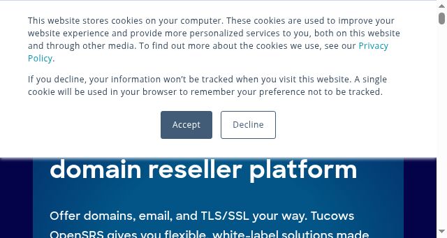 Screenshot of opensrs.com